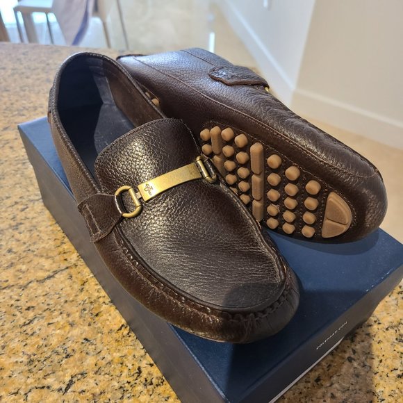 Cole Haan Provincetown Chocolate Brown Pebbled Leather Drivers